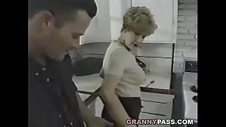 Granny Fucks Young Hawkshaw In The Kitchen